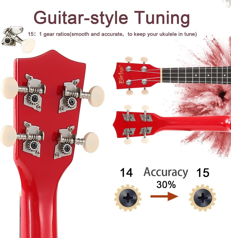 Everjoys Soprano Ukulele Beginner Kit for Adult w/Free Online Lesson 21 Inch Ukelele Gig Bag Strap String Tuner Pick Polishing Cloth - Image 5